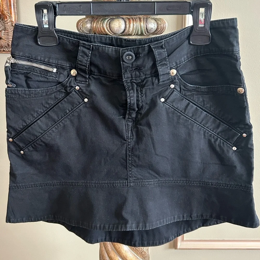 Nolita Made in Italy Black Utility Mini Skirt Stretch Y2K Moto Cargo IT 42 US 8